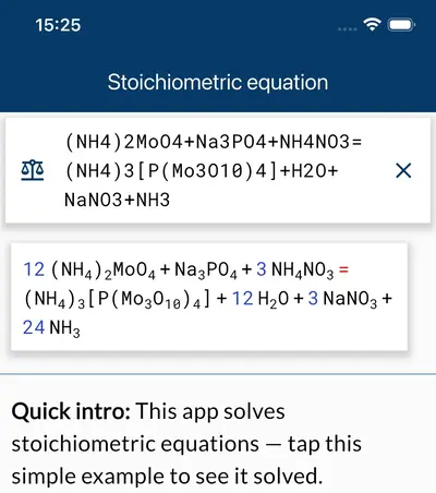 Stoichiometric equations